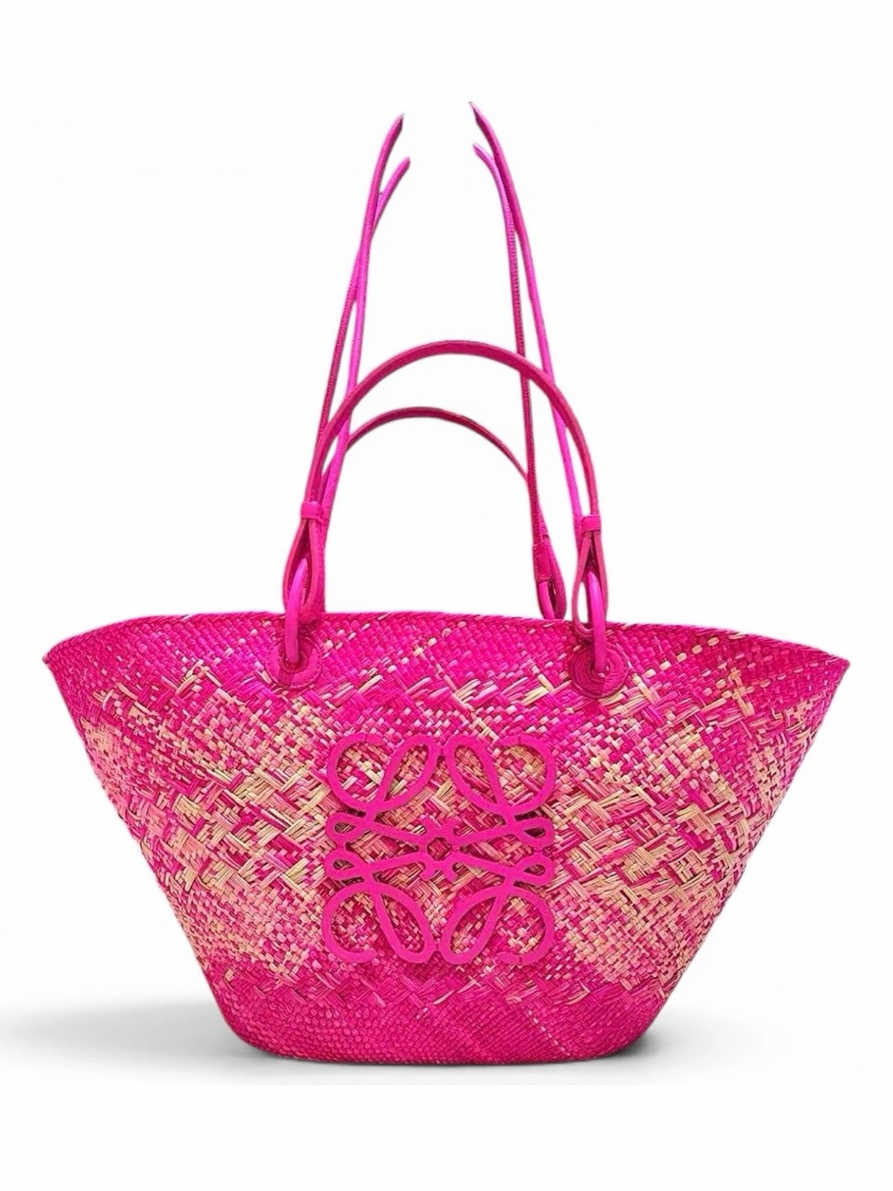 Loewe Hot Pink Woven Tote with Signature Anagram